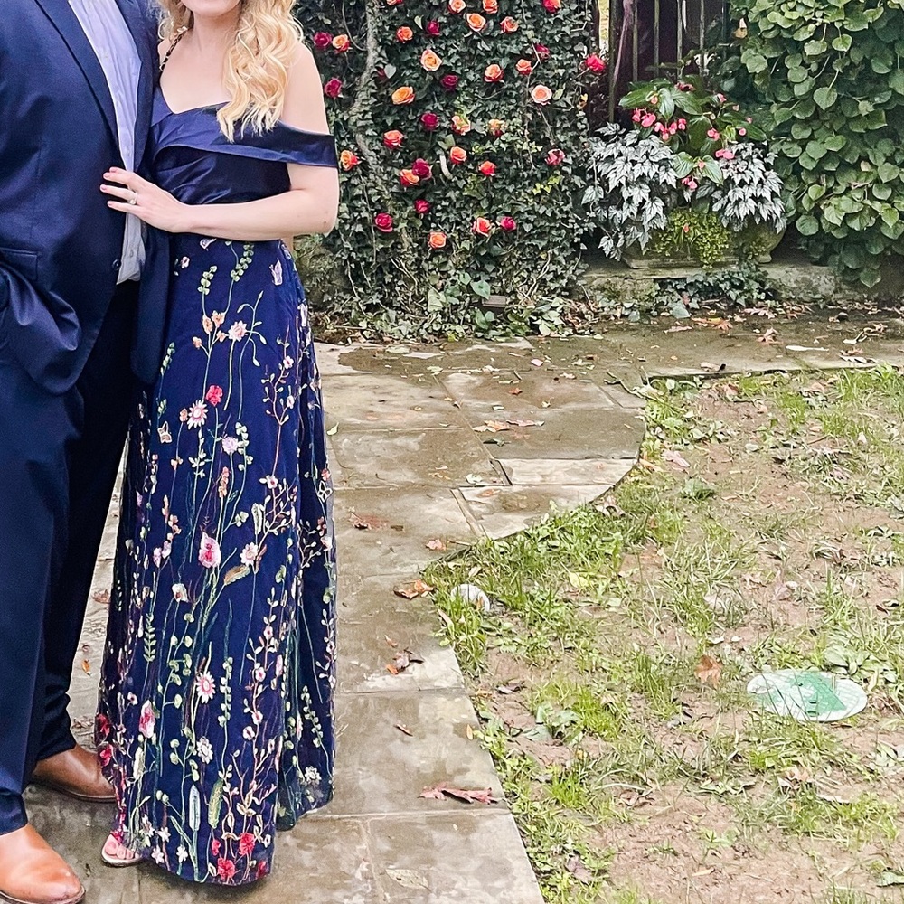 Navy Floral Botanical Gown